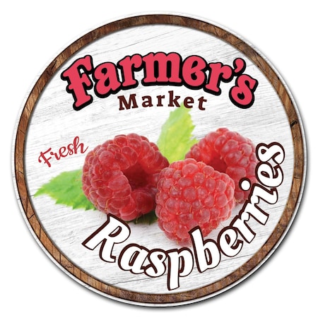 Corrugated Plastic Sign With Stakes 24in Circular-Farmers Market Raspberries